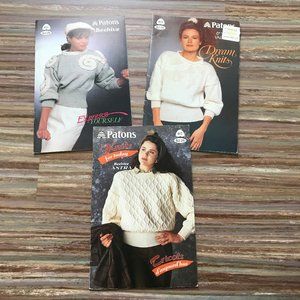 Beehive Patons 3 Knitting Pattern Booklets Ladies Sweaters Chunky Cable Knit